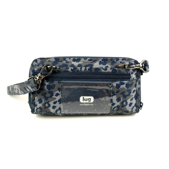 Lug Kickflip Leopard Navy Convertible Crossbody RFID Wallet NWOT - Picture 2 of 13